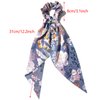 Floral Print Hair Scarf Scrunchies - Elastic Long-tail Ponytail Holders and Hair Accessories for Women, Wedding/Birthday/Bridal Party, 4 Pcs
