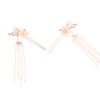 Leadigol Vintage Hair Sticks,Chinese Style Hair Sticks, Long Tassel Hair Stick Flower Crystal Pearl Hair Pins,Handmade Hair Sticks/Hair Comb/Earrings Set