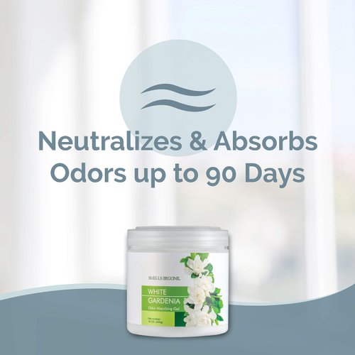 SMELLS BEGONE Air Freshener Odor Absorber Gel - Made with Essential Oils - White Gardenia Scent - 15 Ounce - 2 Pack