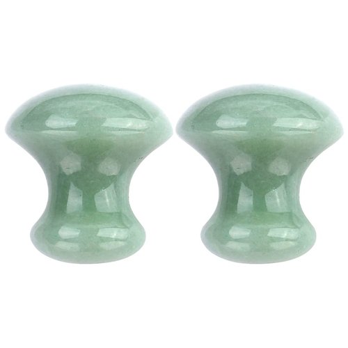 Uonlytech Ice Roller 2Pcs Facial Tools, Green Jade Quartz Mushroom Face Massage Rollers Stones Scraping Massage Tool for Women Home Spa Face Roller