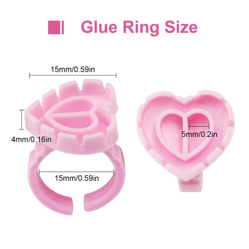 Glue Rings - Autdor 500Pcs Glue Rings for Eyelash Extensions Pink Lash Glue Rings Pigment Ring Cups Lash Glue Holder for Lash Extension Supplies Makeup Lip Microblading Supplies Nail Art