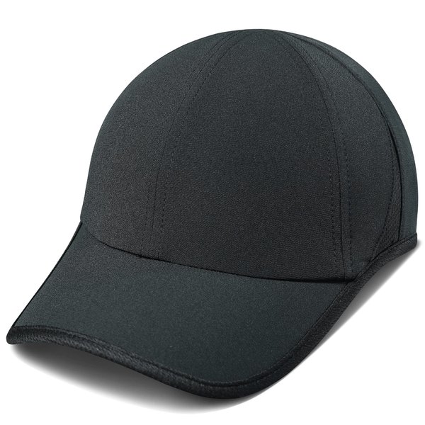 GADIEMKENSD Performance Running Hat for Men Stretchy Dri Fit Baseball Cap with Breathable Vented Mesh Cooling Golf Dad Hat for Hiking Tennis Workout Gym Outdoor Sports Black