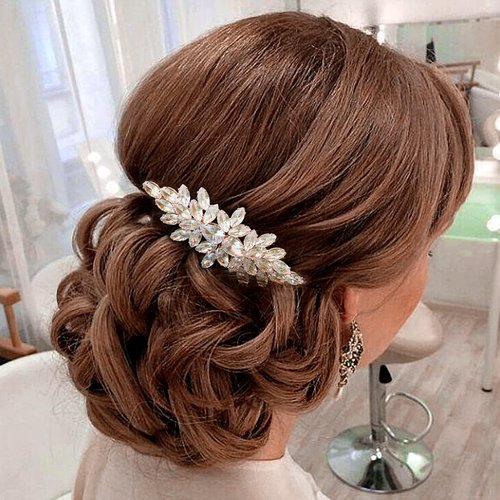 Sooshin Bridal Hair Comb Wedding Hair Accessories for Brides Crystal Wedding Headpiece for Bride and Bridesmaids Rhinestone Hair Accessories for Women and Girls (rose gold)