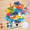 KC Republic Ocean Reef Sea Creatures 37pcs Water Washable Painting & Building Toy Set, Children's Activity Art Kit, Paint Your Own Buildable Ocean Reef Toy with Seahorse, Fish, Dolphin, Shark, Crab