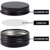 0.5 oz Screw Top Aluminum Tin Jar with Screw Lid and Blank Labels (Black - Pack of 32)