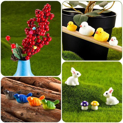 100 Pieces Mini Resin Animals Miniature Panda Figurine Garden Animal Figurine Miniature Duck Figurine Micro Landscape Fairy Dollhouse Ornament for DIY Plant Bonsai Accessories(Vibrant Style)
