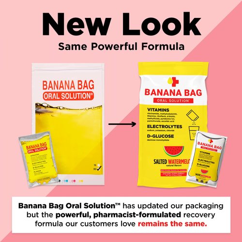 Banana Bag - Pharmacist Hydration Recovery Formula - Electrolyte & Vitamin Powder Packet Drink Mix - Salted Watermelon 15-Pack