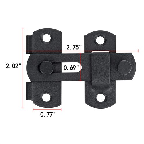 INIRET 2 Packs Barn Door Latches，2.75” x 2.02” Matte Black Stainless Steel barn gate flip Door Latch Bi-fold Door Lock,Sliding Door Antique Lock Gate Latches Wine Cabinet Closet Door Latches