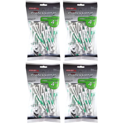 PRIDE PROFESSIONAL TEE SYSTEM PROLENGTH MAX 4" WHITE GOLF TEES - 4 BAGS