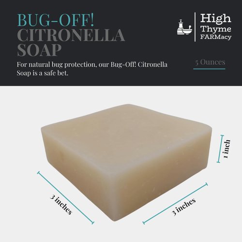 Bug-Off! All-Natural Citronella Soap for Humans - 5 Oz Organic Soap with Pure Citronella Oil - Handmade Olive Oil Soap - Biodegradable Soap for Camping – Bar Soap w/ Citronella Essential Oil