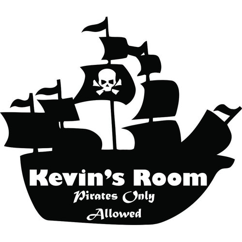 Top Design Personalized Name Custom Names Colorful Pirate Ship Wall Decals - Boys Room Pirates Ships Kids Decor Sticker Room Decoration for Bedrooms - Stickers Sticker Boy Designs Size 20x20 inch
