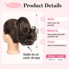 Flufymooz Ponytail Extension, 8 inch Short Claw Ponytail Extension Wavy Curly Jaw Clip in Pony tails Hair Extension Natural Synthetic Hairpiece for Women (Dark Chocolate Brown)