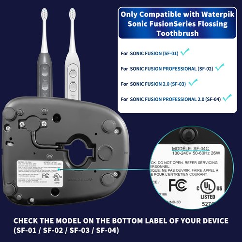 Replacement Flossing Toothbrush Heads with Covers for waterpik Sonic Fusion SF01/SF02 and Sonic Fusion 2.0 SF03/SF04,6 Count,White