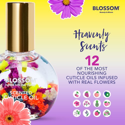 Blossom Hydrating, Moisturizing, Strengthening, Scented Cuticle Oil, Infused with Real Flowers, Made in USA, 0.92 fl. oz, Kiwi