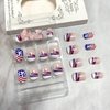 Vopintpy 4th of July Press on Nails Independence Day Fake Nails with French Tip Design Glossy Acrylic Glue on Nails Short Square Stick on Nails for Women DIY American Patriotic Manicure