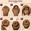 Amrules Hair Bun Maker Set, 8 Pieces Donut Hair Bun Maker with 10 Pieces Black Rubber Bands and 20 Pieces Bun Bobby Pins for Ladies, Brown