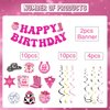 Disco Cowgirl Birthday Party Decorations- NOVBAUB 26PCS Pink Birthday Decoration Disco Cowgirl Preppy Y2k Hanging Swirls Party Streamers Bachelorette Party Decor Supplies for Women Girls