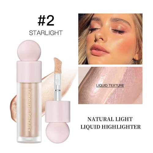 MEICOLY Light Liquid Highlighter,Long Lasting Liquid Luminizer Shimmer Stick,Waterproof Smooth Highlight Face Illuminator,Silky Natural Glow Makeup Sparkly Highlighters for Face,02 Mesmerize