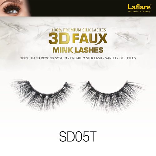 Laflare Silk Lashes 3D FAUX MINK Eyelashes, Light, Reusable, Handmade, Natural Looking, Professional Easy to Apply Eyelashes in a Knitted Style1-3 PACKS BUNDLE SPECIAL (3, SD05T)