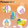 PicassoTiles Magnet Tile Building Blocks 48 Piece Travel Sized Playset with Windows and Clip-on Doors Construction Stacking Magnetic Tiles Block Learning Educational STEM Toy Boys Girls Age 3+ PTM48