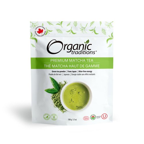 Organic Traditions Premium Matcha Tea, Matcha Green Tea Powder Sourced from Japan, Authentic Premium Grade Organic Tea, 100g/3.5oz Bag
