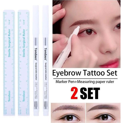 1 Set White Tattoo Tip Markers Skin Marker Pen Tattoo Pen,Marker Pen with Paper Ruler,for Eyebrow Lips Skin，Beauty and Personal Care，Easy to Use Eyebrow Color Beauty and Personal Care,Eyes,Makeup