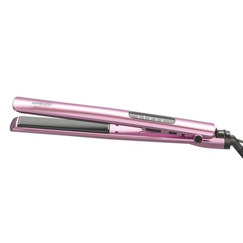 Bellezza SleekBeauty 1” Digital Flat Iron - Ultra-Slim Design - Precise LED Heat Settings to 450°F - Ceramic Plates - Hair Straightener (Blush Pink)