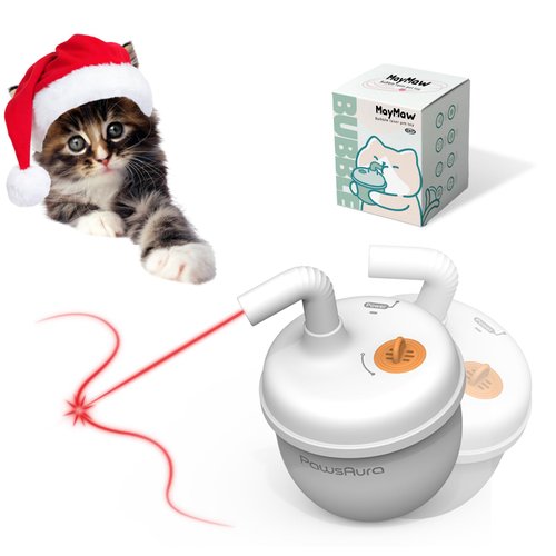 MayMaw Bubble Cat Laser Toy - Automatic Cat Toy with Tumbler Design, Interactive Cat Toy with Catnip/Silvervine, Best Cat Toys with Fast & Slow Mode, Rechargeable Cat Toys for Bored Indoor Adult Cats