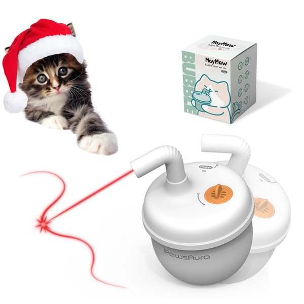 MayMaw Bubble Cat Laser Toy - Automatic Cat Toy with Tumbler Design, Interactive Cat Toy with Catnip/Silvervine, Best Cat Toys with Fast & Slow Mode, Rechargeable Cat Toys for Bored Indoor Adult Cats