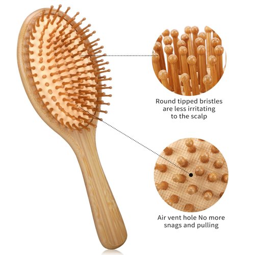 Generic International Shop Hair Brush,Natural Wooden Paddle Detangling Hairbrush for Massaging Scalp Curly/Thick/Dry for Women,Yellow
