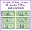 LEARNING ADVANTAGE Play Money Set - Bills & Coins - 100 Bills - 94 Coins - Pretend Money Designed Like Real Currency - Count Change with Toy Money