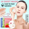10PCS Face Sheet Mask Skin Care,Hydrating Face Sheets Masks Bulk Gift Set,Moisturizing Long-lasting Sheet Face Masks Skincare for Women,Facial Sheet Mask for All Skin Types