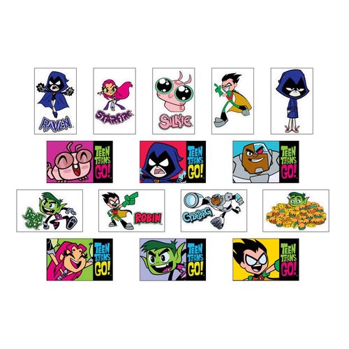 Teen Titans Go! Stickers (Series 1) - Full Set of 15 Vending Sticker Sheets - Featuring Robin, Cyborg, Starfire, Raven, Beast Boy, and Silkie