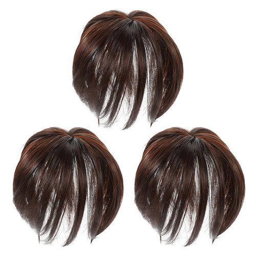 NOLITOY 3pcs Middle Part Fringe Hairpiece, Hair Extensions Hair Toppers Middle Side Part Human Hair for Thinning Hair