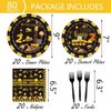 80 Pcs Construction 2nd Birthday Party Supplies Dump Truck Theme Two Decorations Tableware Includes Plates, Napkins, Forks for Boys Construction Two Years Old Birthday Party Decorations Favors