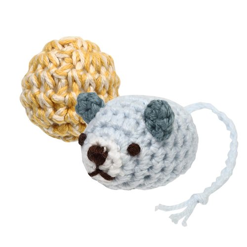 necono Cat Plush Toys -Knitted Mouse amiami-nezumi & Ball - Ultra-Lightweight Hand-Knitted