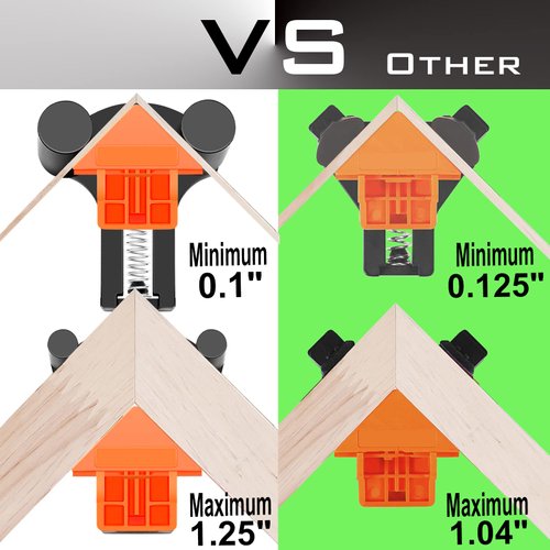 60/90/120 Degree Multi Angle Pro Corner Clamp for Woodworking Set of 4, Adjustable Spring Loaded Right Clamp Tools, Carson Carpentry, Frame Cabinet Wood Tools Accessories