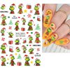 6 Sheets Christmas Green Nail Stickers for Nail Art - SHANRUN Cute Cartoon 3D Nail Art Stickers Self-Adhesive Sliders Nail Decals Supplies for Xmas Nail Tips DIY Press on Nails Decoration Accessories