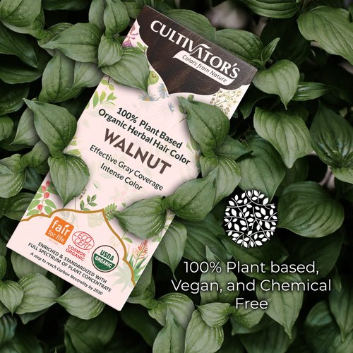Cultivator's Organic Hair Colour - Organic Herbal Hair Colour for Women and Men - Ammonia Free Hair Colour Powder - Natural Hair Colour Without Chemical, (Walnut) - 100g