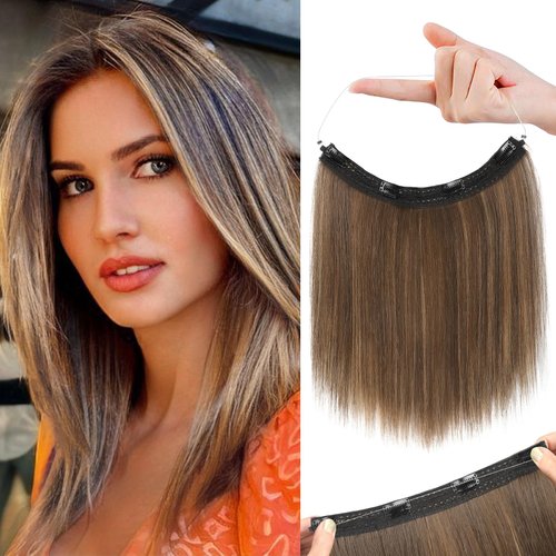 REECHO 12&quot; Invisible Wire Hair Extensions with Thinner Softer Lace Weft Adjustable Size Removable...