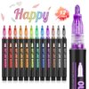 Banral Double Line Outline Markers, 12 Colors Super Squiggles Shimmer Outline Marker Set, Self Outline Metallic Glitter Doodle Drawing Markers Pens for Christmas Greeting Card Making, DIY Art Crafts