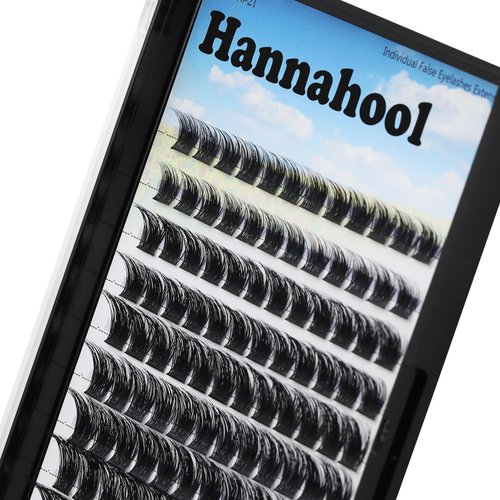 Hannahool 120pcs D Curl Individual Wide Stem Cluster DIY Eye Lashes Extensions Mixed 10-12-14-16mm/14-16-18mm/12-14-16mm Makeup Dramatic Volume Lashes (mixed 10-12-14-16mm)