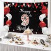 JOYKY Happy 9th Birthday Banner, Red Black Happy 9th Birthday Party Decorations for Boys Girls, 9 Year Old Birthday Supplies Backdrop Décor, 5.9 X 3.8 Fts