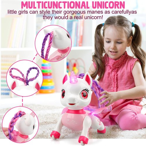 Britik Unicorn Toys for Girls Age 4-6: Robot Pets for Kid Remote Control Robot Toy for Ages 5-7 Smart Robot Girl Toy Age 4-5 Robot Toys for Kids 8-12 Birthday Gifts for 3 4 5 6 7 8 Year Old Girl, Pink