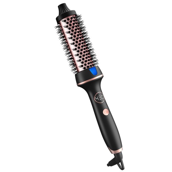 CIVEYA Thermal Brush 1.25 Inch for Short to Mid-Hair, Ionic Heated Round Brush with 12 Heat Settings, Ceramic Thermal Round Brush Dual Voltage, Hot Round Brush Pro Dual Heater