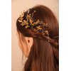 BERYUAN Hair Comb, Black Crystal Gold Beads Wedding Hair Piece, Elegant Hair Accessory for Brides Bridesmaid, Handmade Item, Boho Style, Delicate Jewelry for Women, Size 19*9cm, 26g