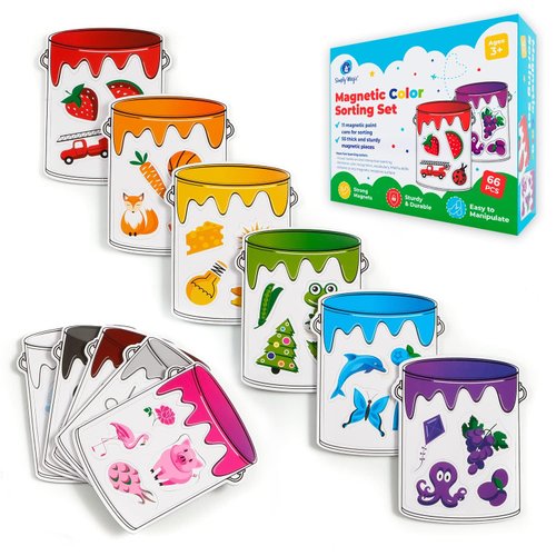 Simply magic 11 Jars Magnetic Color Sorting Set - Color Sorting Toys for Toddlers, Color and Shape Sorting, Preschool Circle Time Learning Activities, Color Learning Toys, Color Matching Games