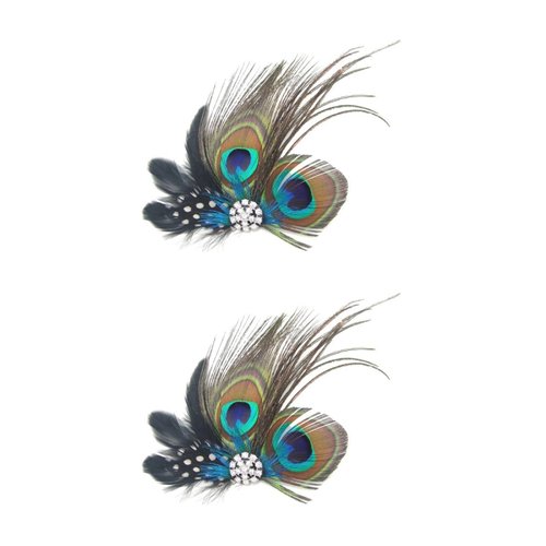 Peacock Hair Clip, 2pcs Carnival Party Hairpin, Wedding Dance Party Hair Accessory, Charming Peacock Headpiece Hair Accessories