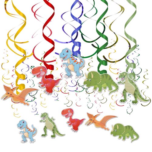 Guanshan Lake Dinosaur Hanging Swirl Decorations - 20 Ct Dinosaur Themed Birthday Party Boy's Birthday Supplies Spiral Ceiling Decorations for Baby Shower Decoration