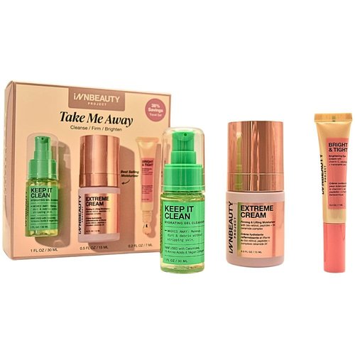 Innbeauty Project Take Me Away Skincare Travel Essentials Set: Gel Cleanser, Moisturizer, Eye Cream